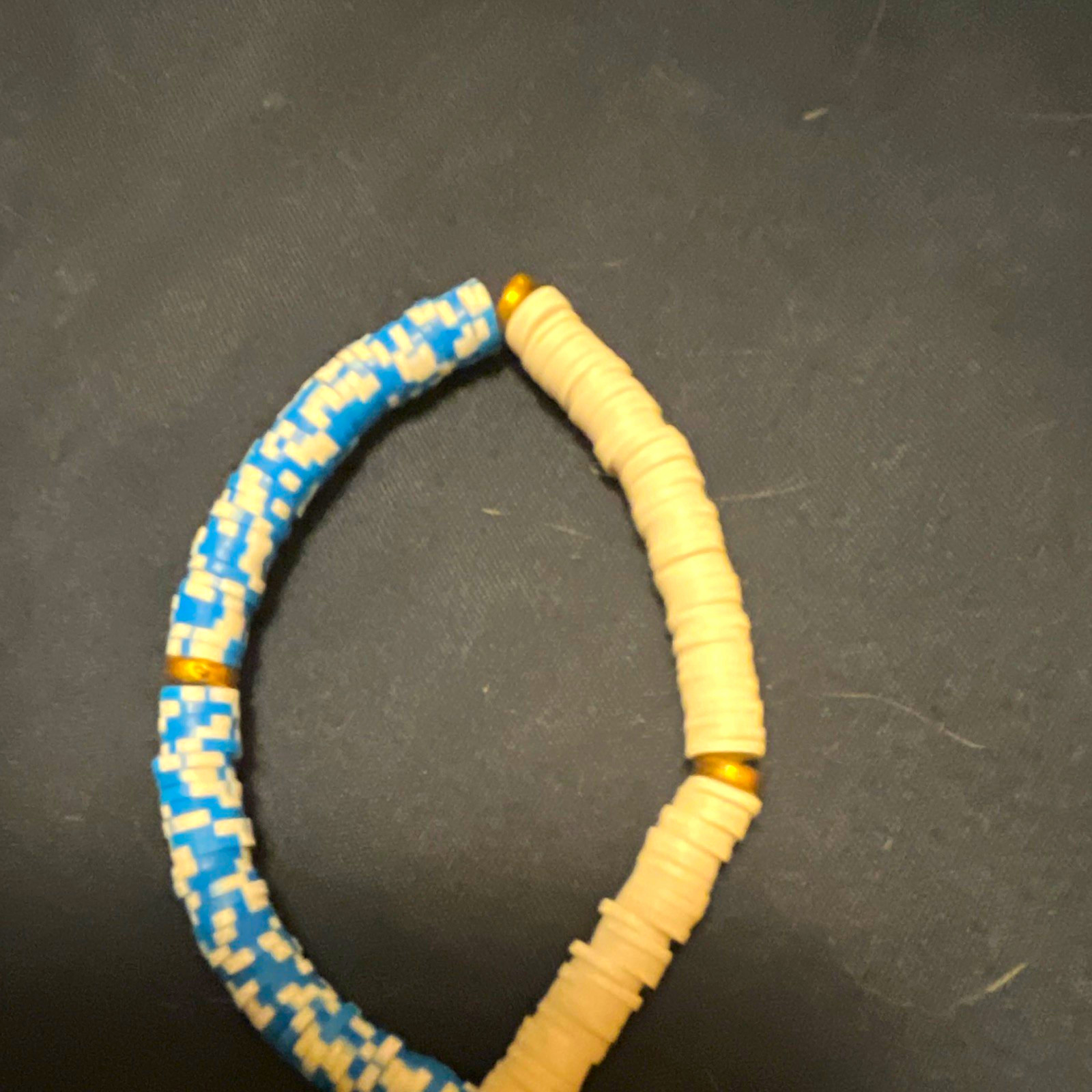 Blue & White Round Bead Bracelet, Beaded Style, No Stone, Beads Material
