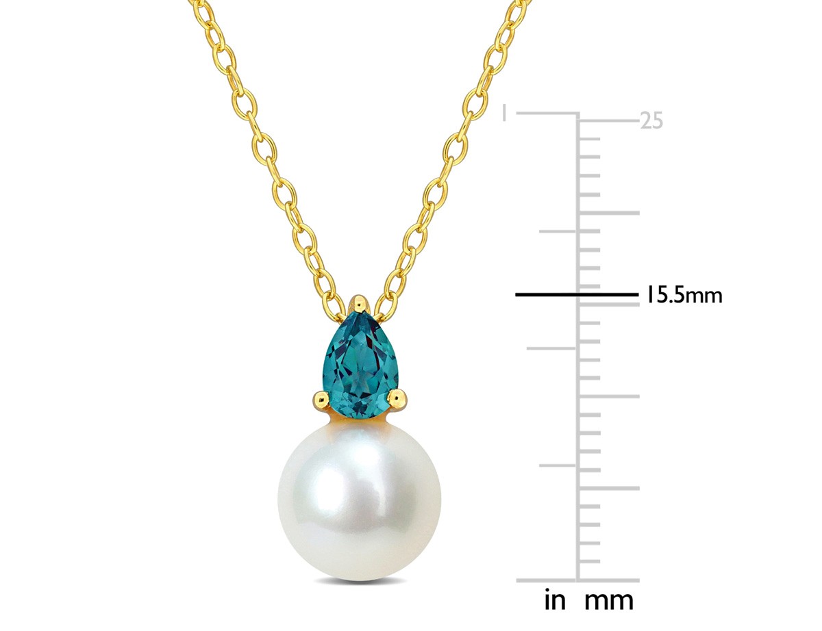 8.5-9mm Freshwater Cultured Pearl Pendant with Lab-Created Alexandrite Silver