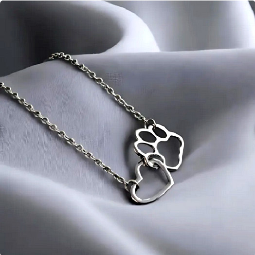 DOG CAT PET PAW HEART ANIMAL Pendant on 925 Plated Sterling Silver 20″ Necklace