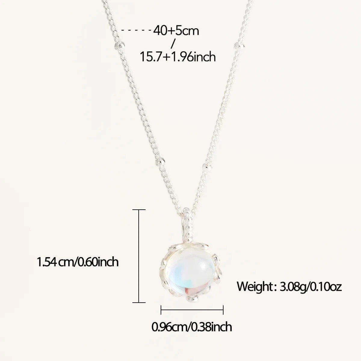 Elegant Moonstone Necklace Dainty Round Pendant Daily Life Guardian Jewelry