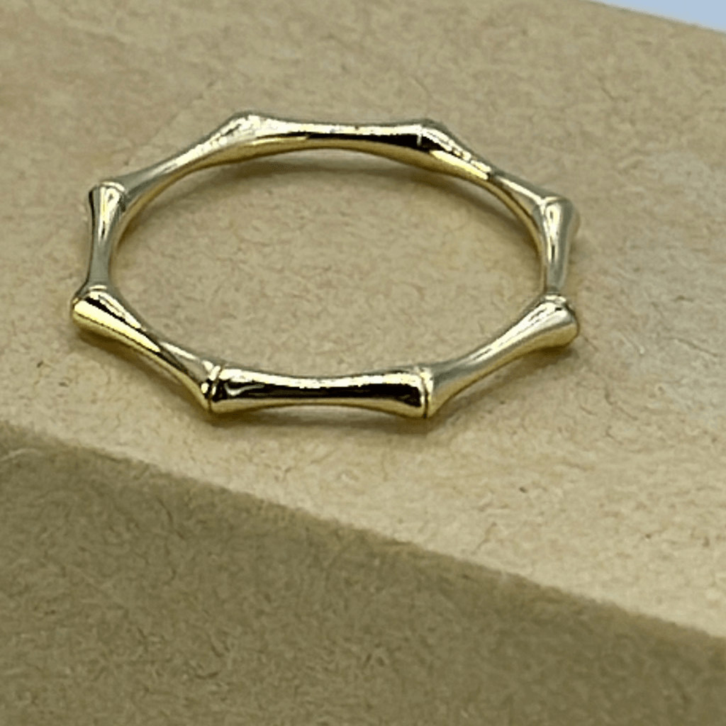 14K vermeil bamboo shaped size 8 ring