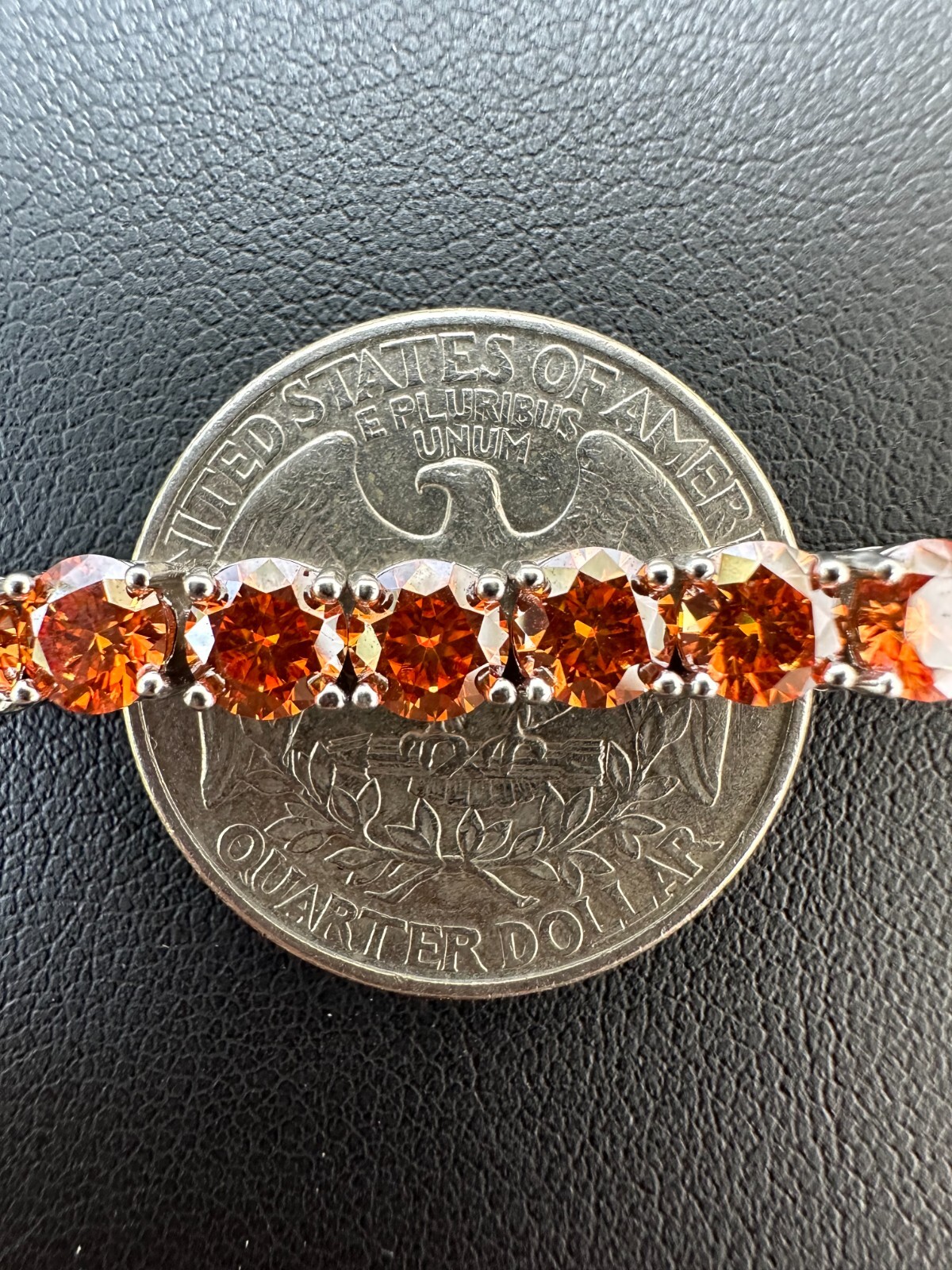 Real Iced Orange MOISSANITE 5mm Tennis Bracelet 925 Silver Passes Tester GRA