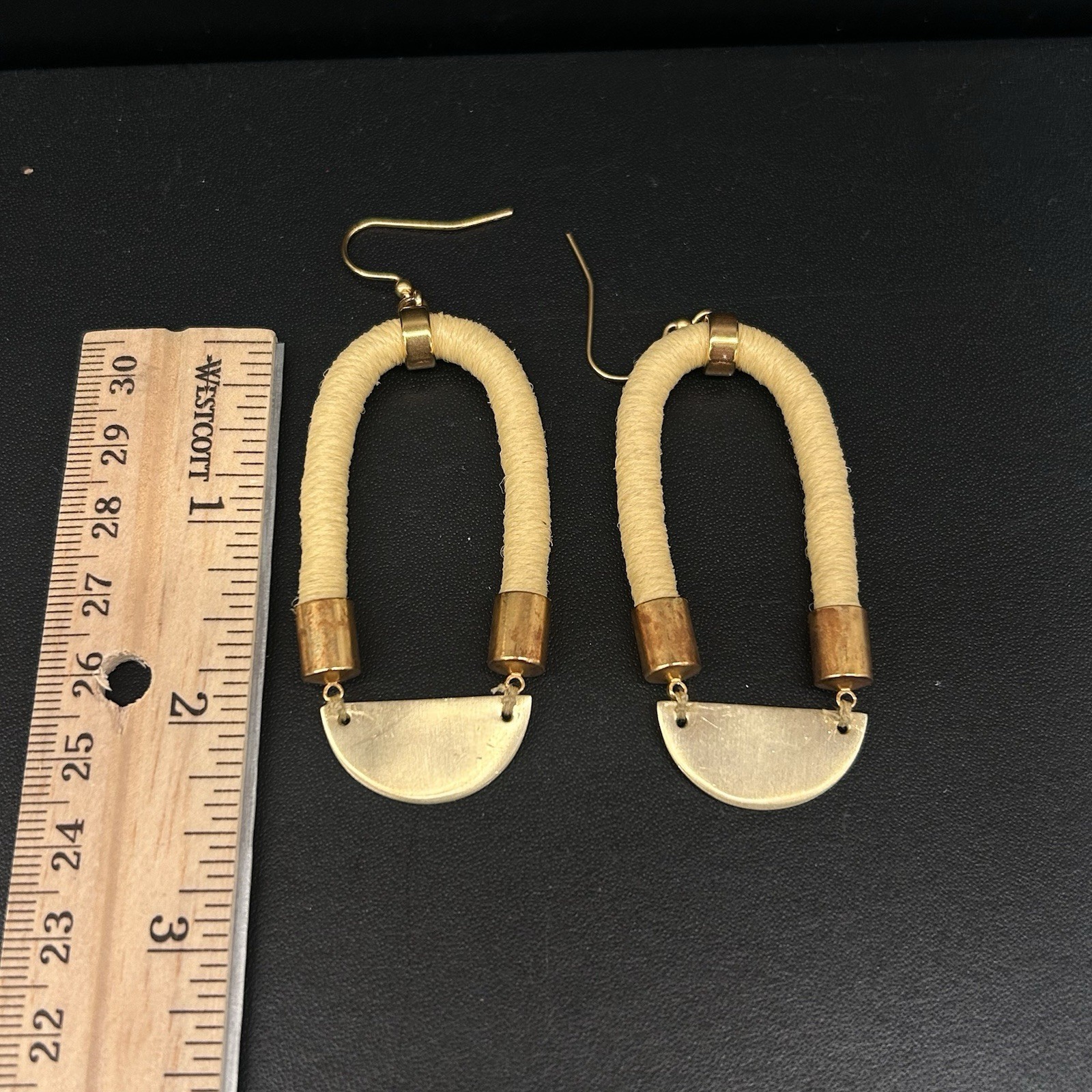 Sasha Handmade Elongated Dangle Drop Earrings In Pale Yellow