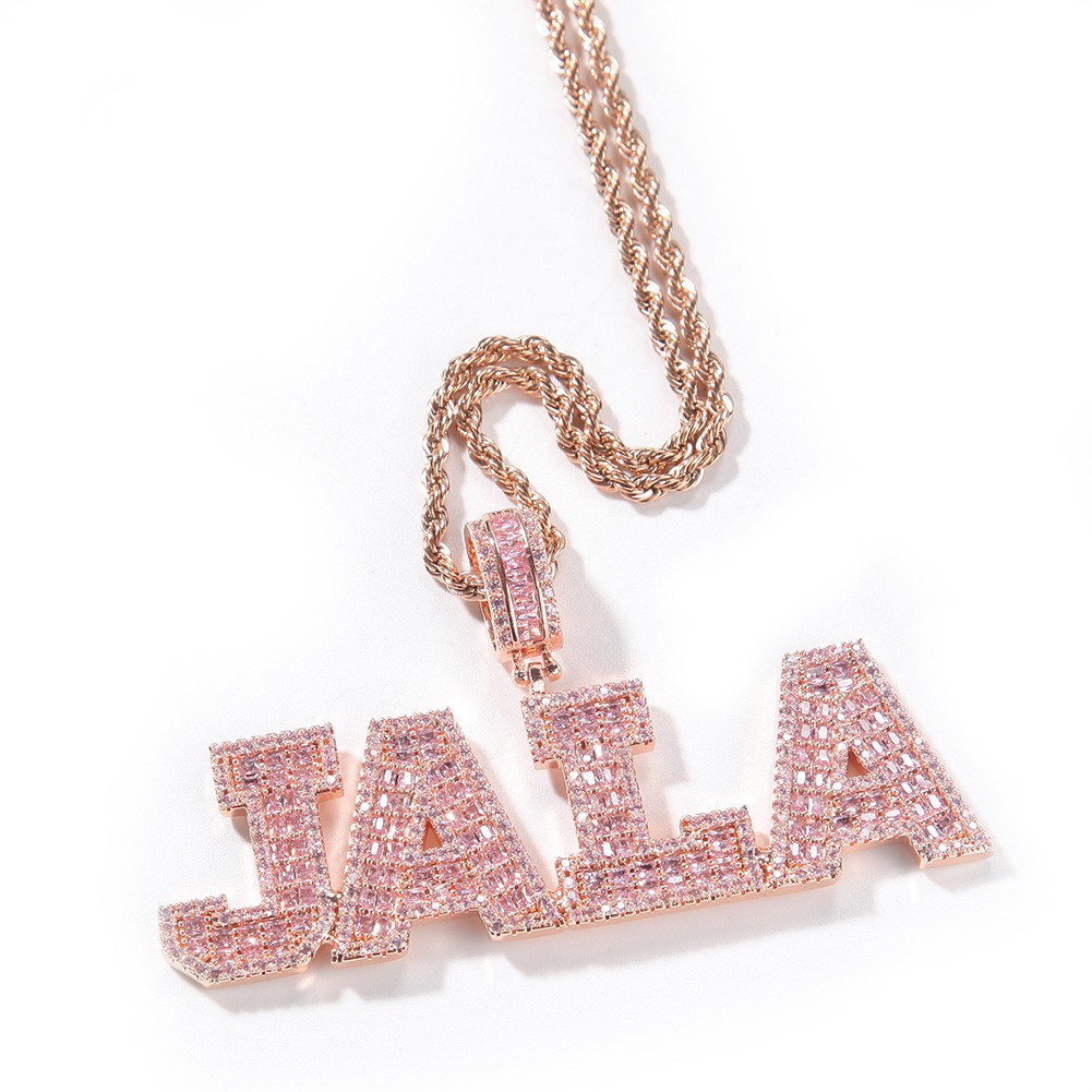 Custom A-Z Name Letters Pendant Necklace 5A Zircons 18K Gold Plated Jewelry Gift