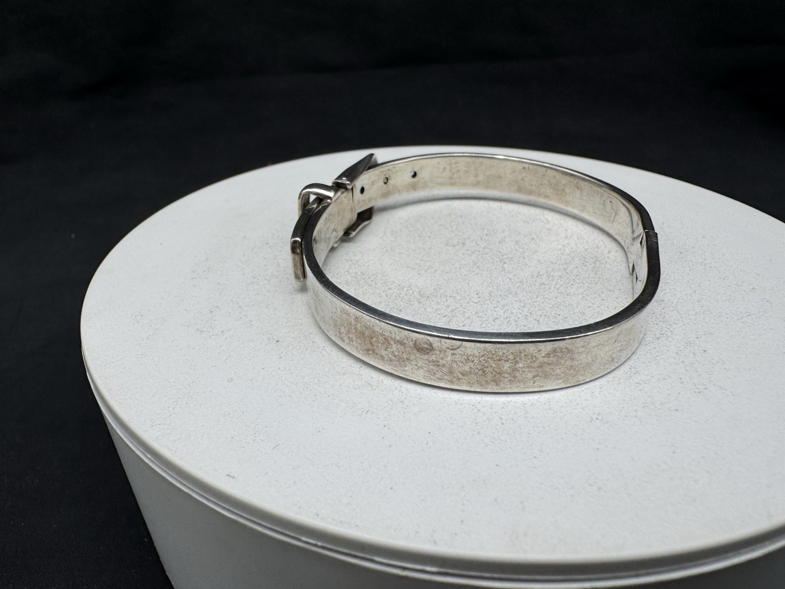 Vintage Sterling Silver Adjustable Hinged Belt Buckle Bracelet 35 Grams