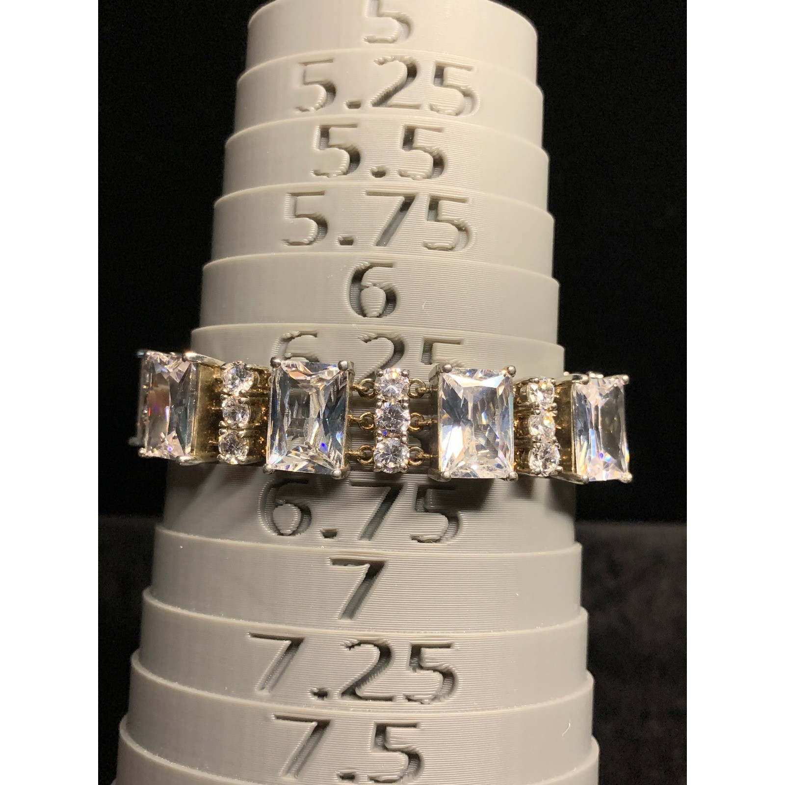 Emerald Cut Cubic Zirconia Tennis Bracelet Silver Tone 6.5 Inch Bridal Wedding