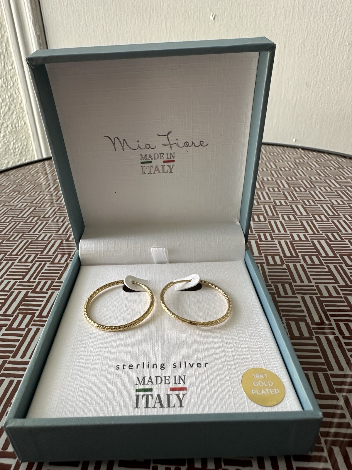 Earing 18 Kt Gold Plated Sterling Silver Made In Italy ￼￼