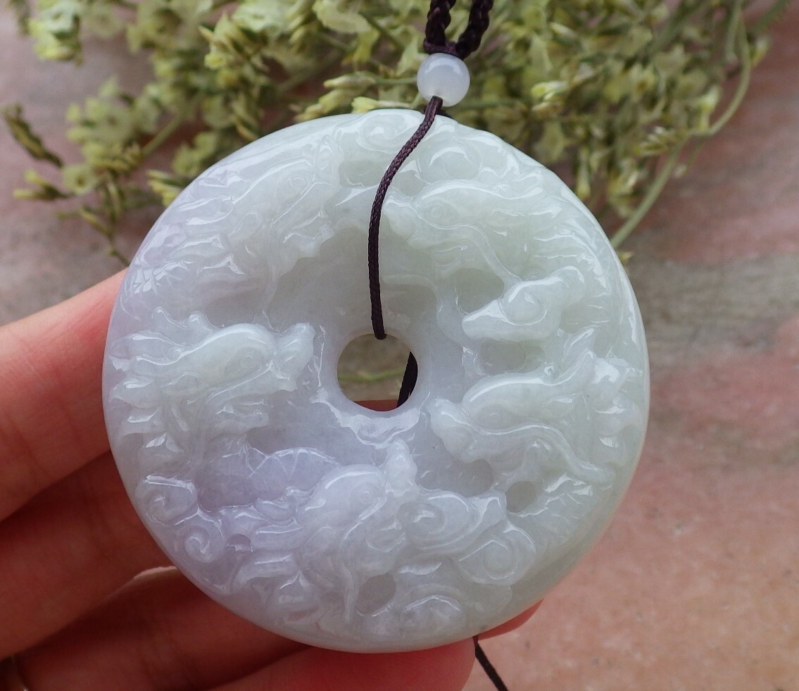 Certified Green Burma Natural A Jade jadeite pendant 9 Dragon Circle 九龙戏珠 592292