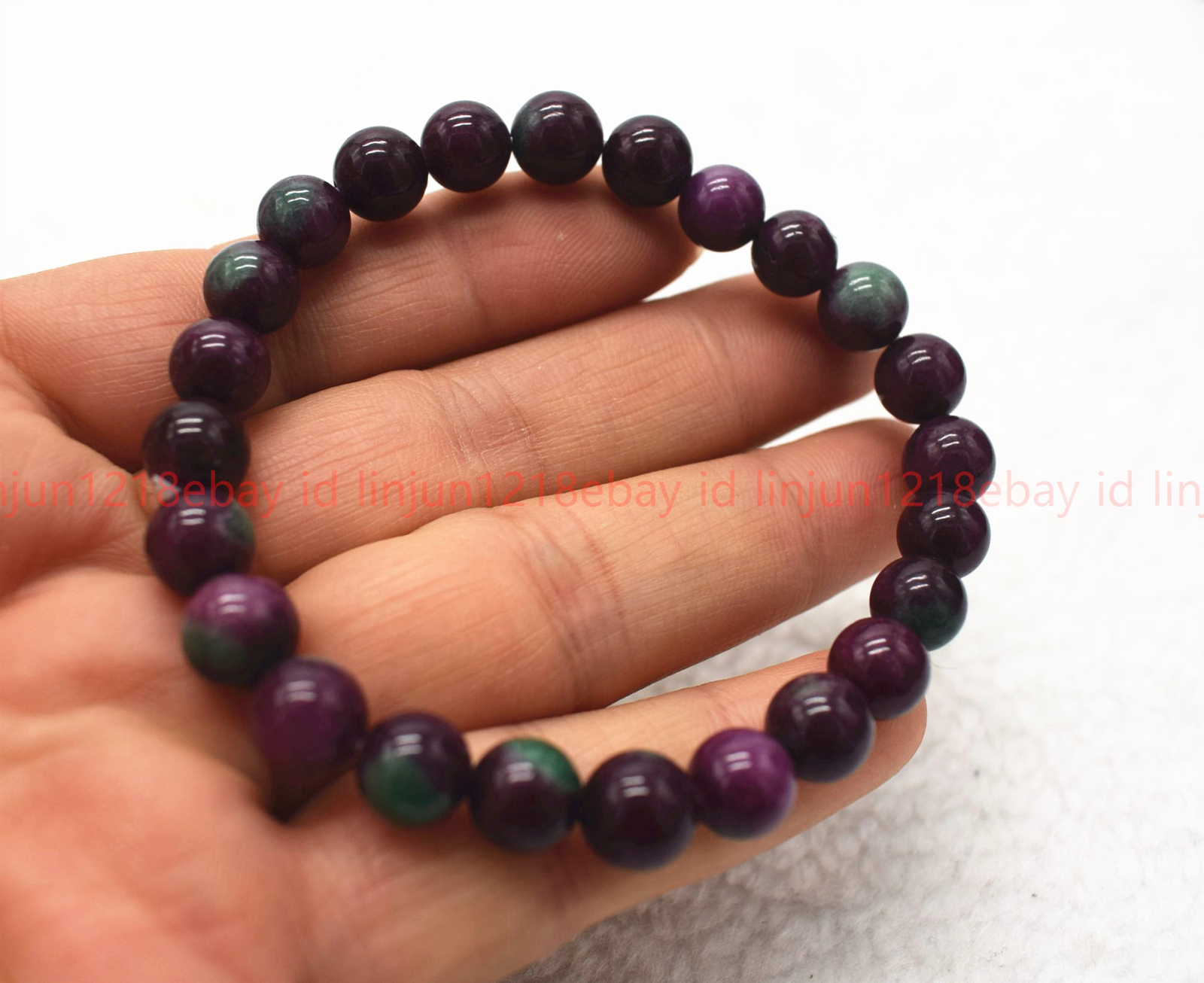 Pretty Natural 6/8/10/12/14mm Red Green Zoisite Gems Round Beads Bracelet 7.5in