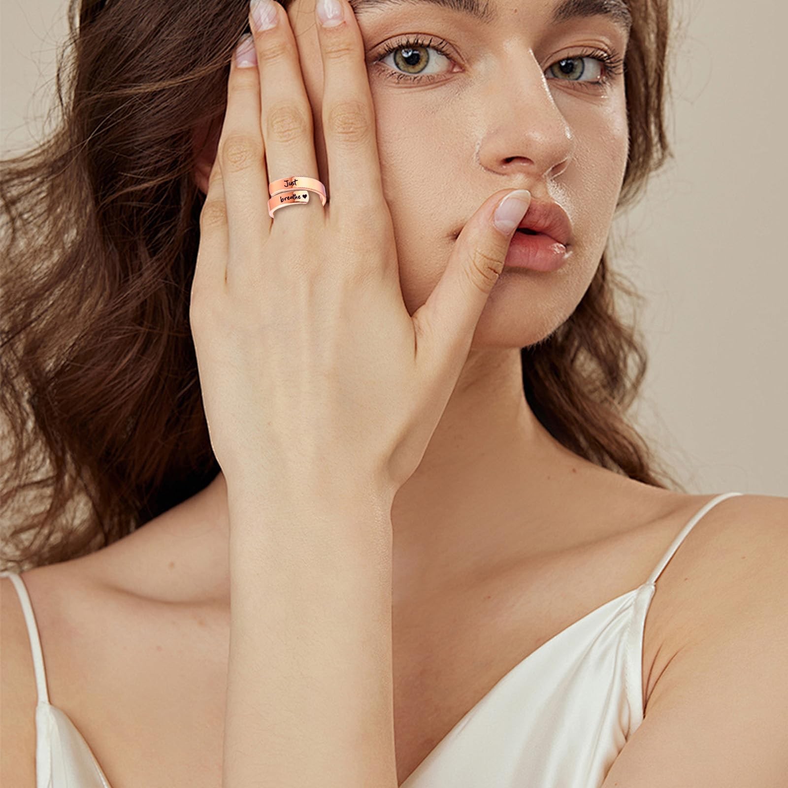 Just Breathe Rings for Women Gifts Trendy Stuff Adjustable Rings