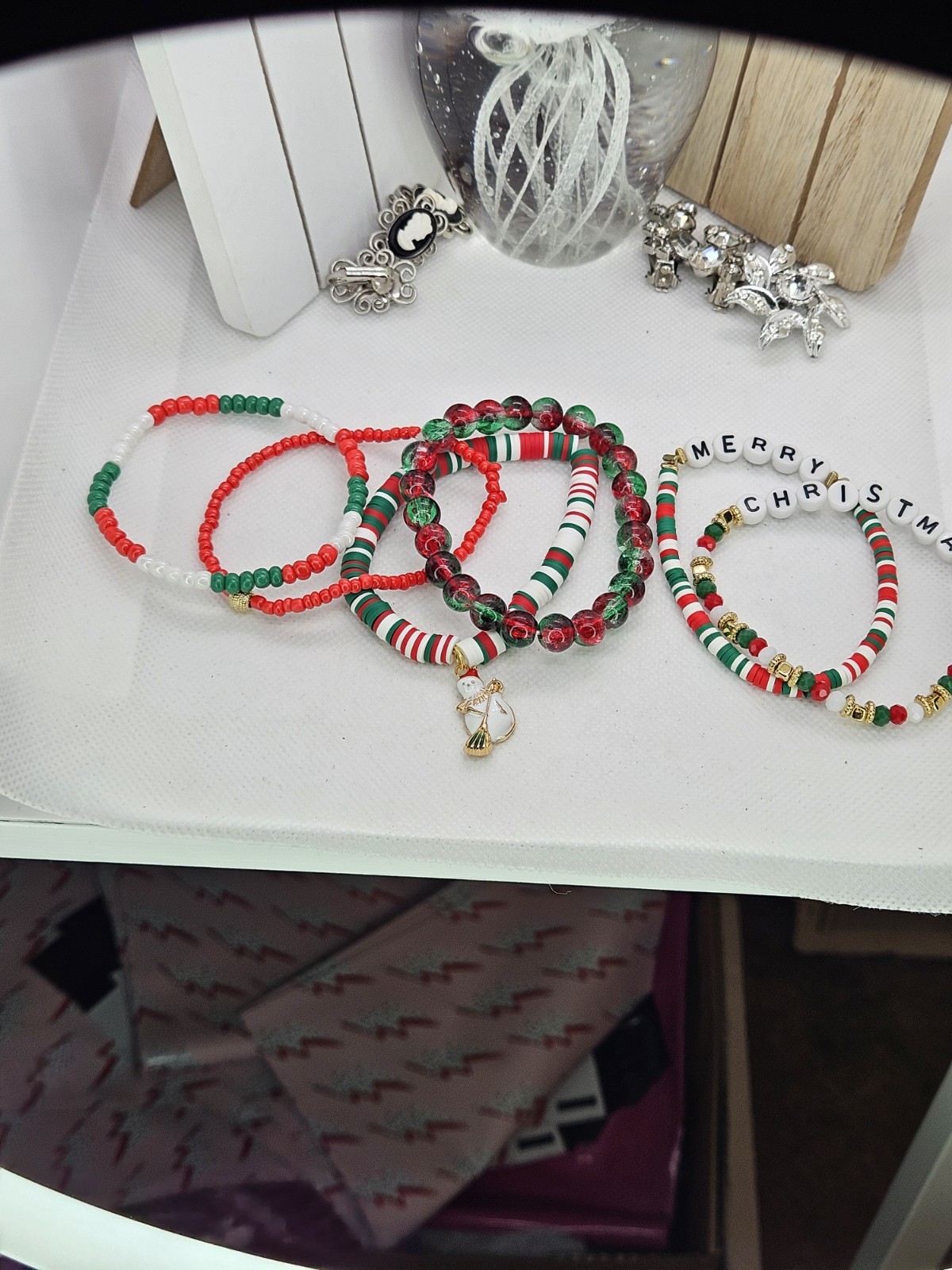 Joyful Christmas Colored Set Of 6 Bracelets Bundled For Xmas Gifts