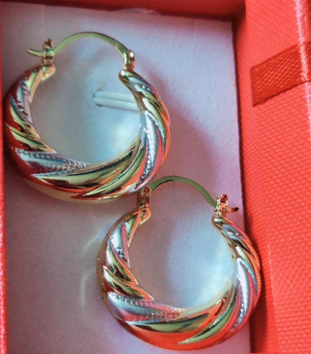 Gold Silver Creole Hoop Earrings 2.9cm 2 Tone Earrings comes gift boxed B38