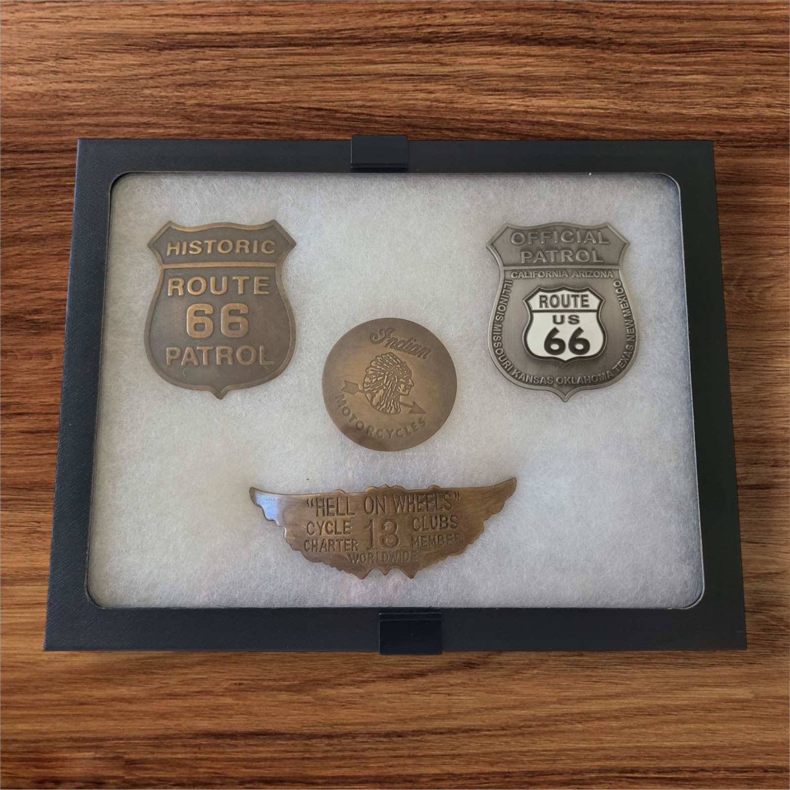 Collectable Biker Badge Set Rider Badge Pin Gift Set Route 66 Indian Motorcycles