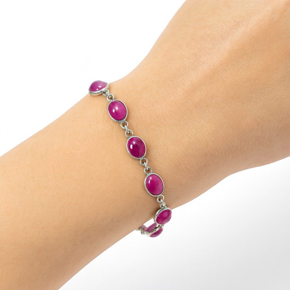 Premium Quality Lab Created Ruby 925 Sterling Silver Bracelet Jewelry B-1001