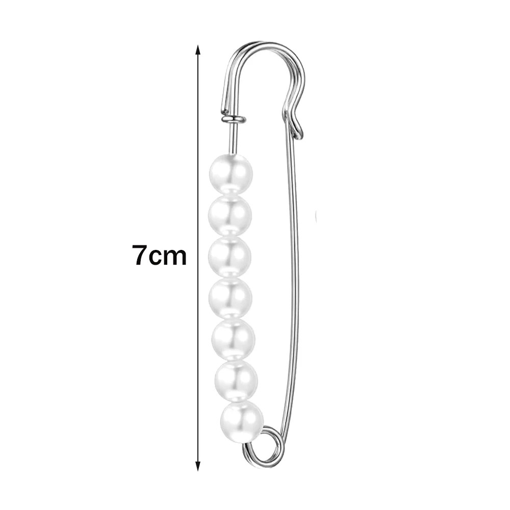 10Pcs Faux Pearl Brooch Pins Decorative Safety Pins Pants Clips Large Shawl Pins