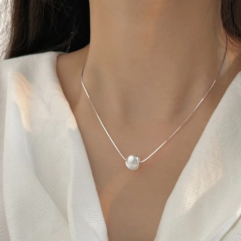 925 Sterling Silver Necklace Bead Pendant Women Wedding Engagement Jewelry