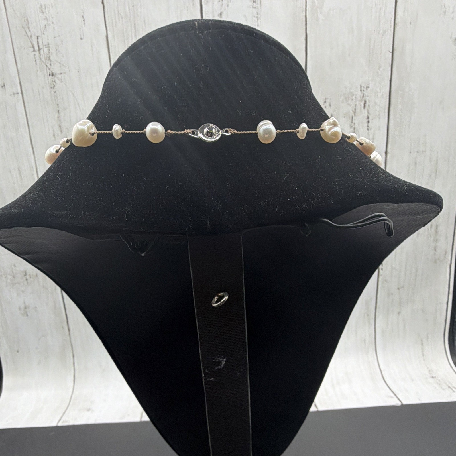 10k Yellow Gold Thread Tin Cup Style Pearl Necklace