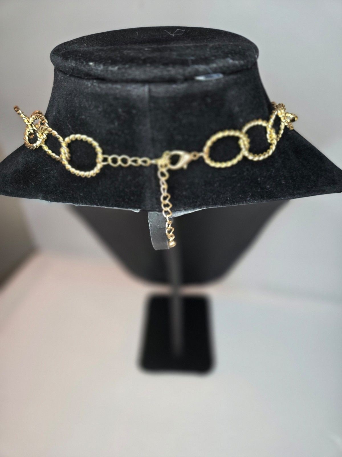 Gold Tone Layered Necklace with Pink White and Teal Beads Adjustable Length