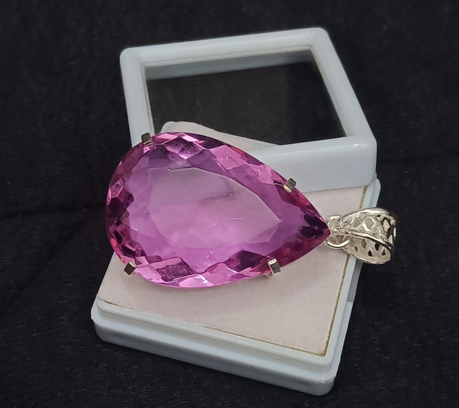 Natural Pink Topaz Teardrop Pendant – 107 Ct Collector’s Gemstone Jewelry