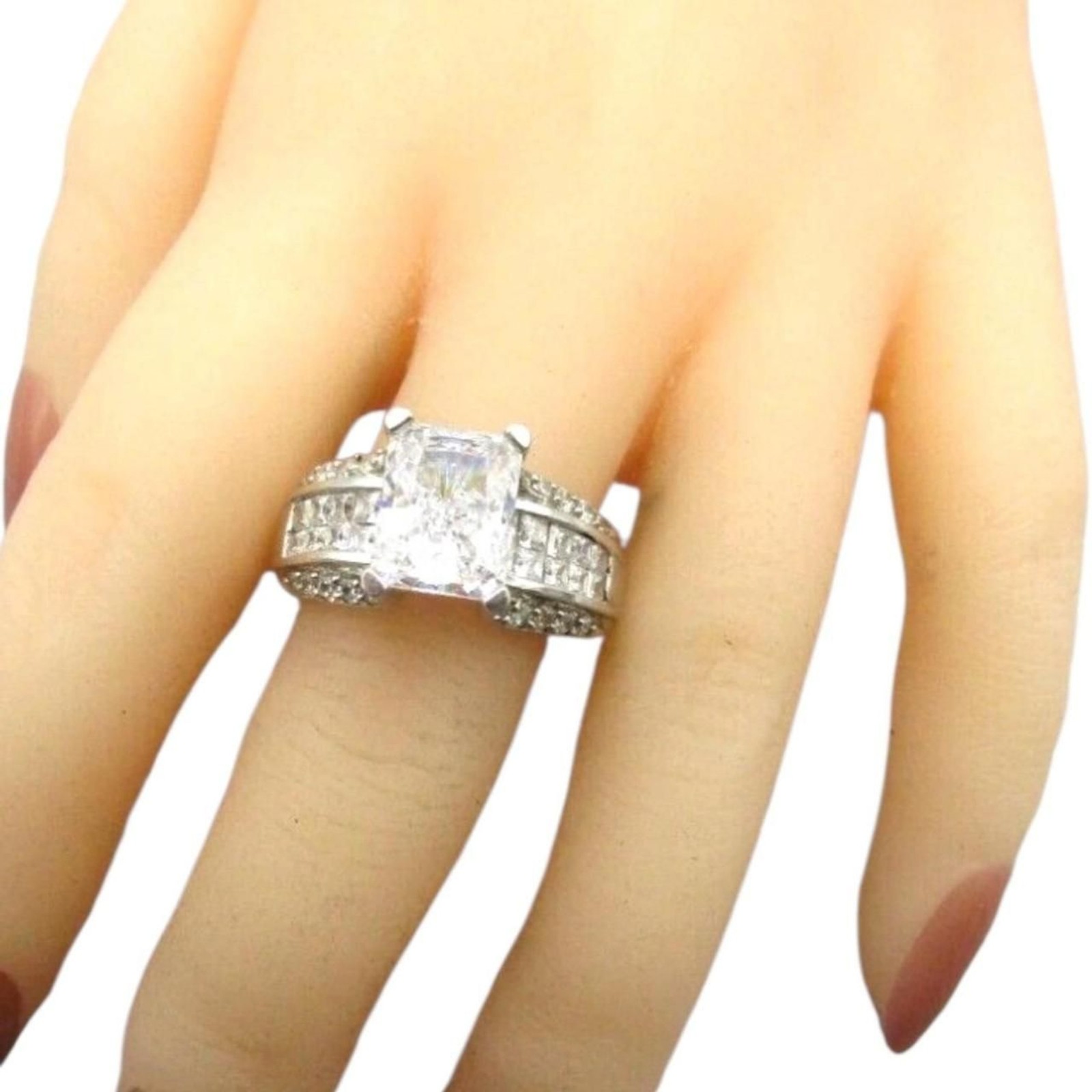 Victoria Wieck 925 Radiant Cut CZ Statement Ring Size 10