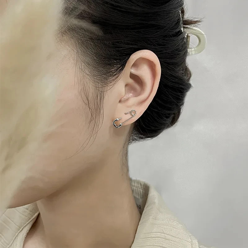 925 Sterling Silver Safety Pin Stud Earrings Punk Tiny Pin Unisex Jewellery Gift