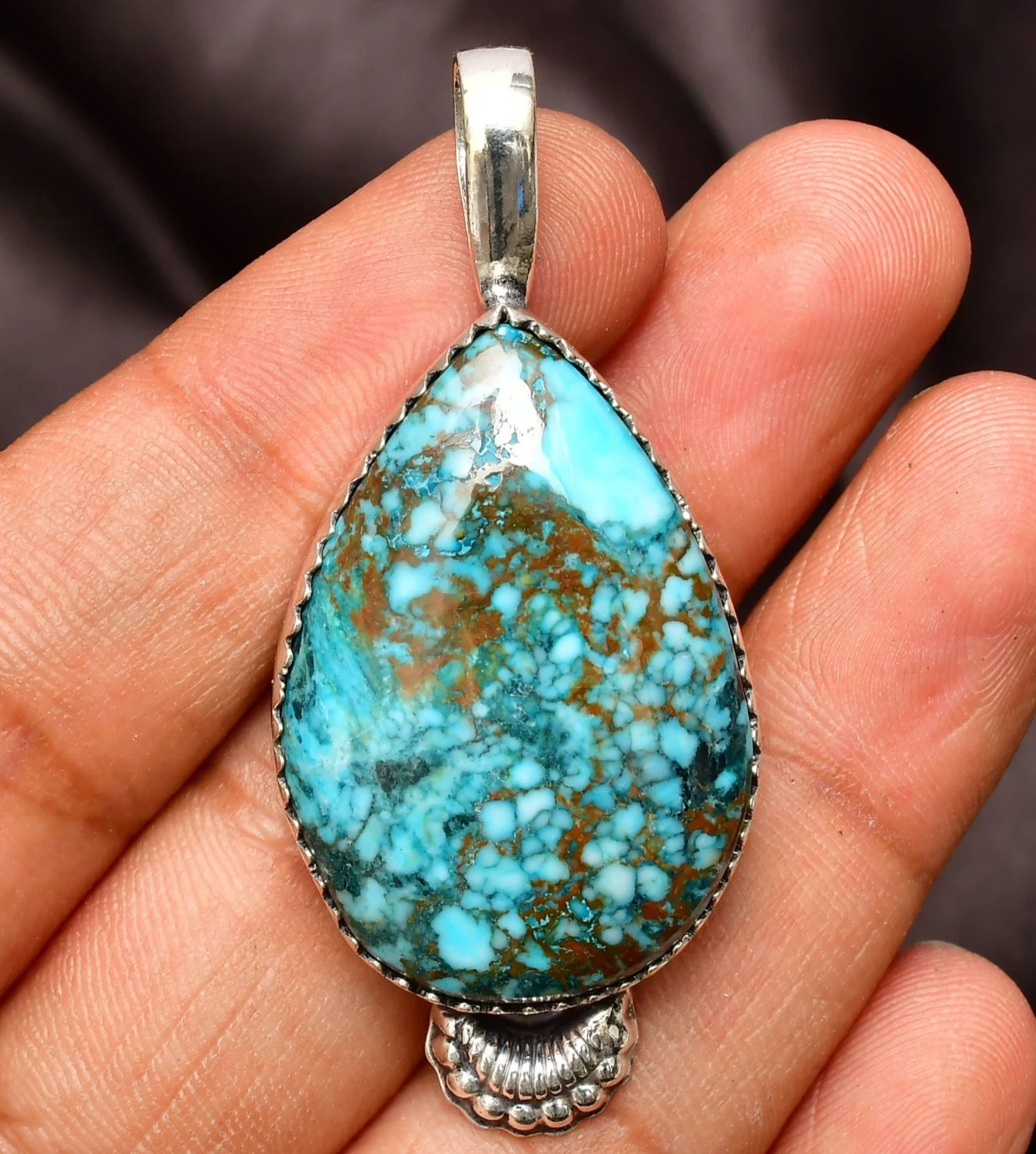 Turquoise Gemstone 925 Sterling silver Handmade Pendant Jewelry Approx-1.77″