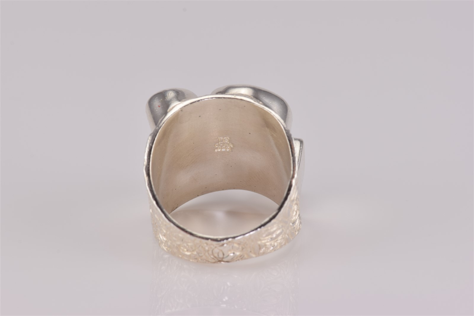DTR Sterling Silver Rhodochrosite Garnet Quartz Textured Band Ring 925 Sz: 10