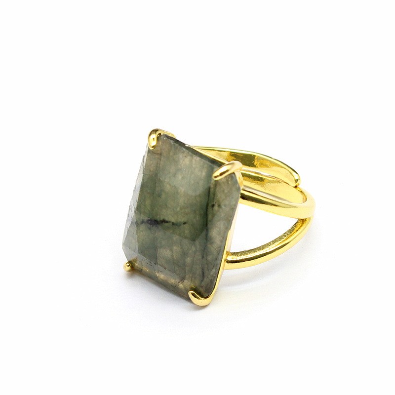 Rectangular Crystal Ring Fashion Healing Gemstone Ring for Women Jewelry Gifts