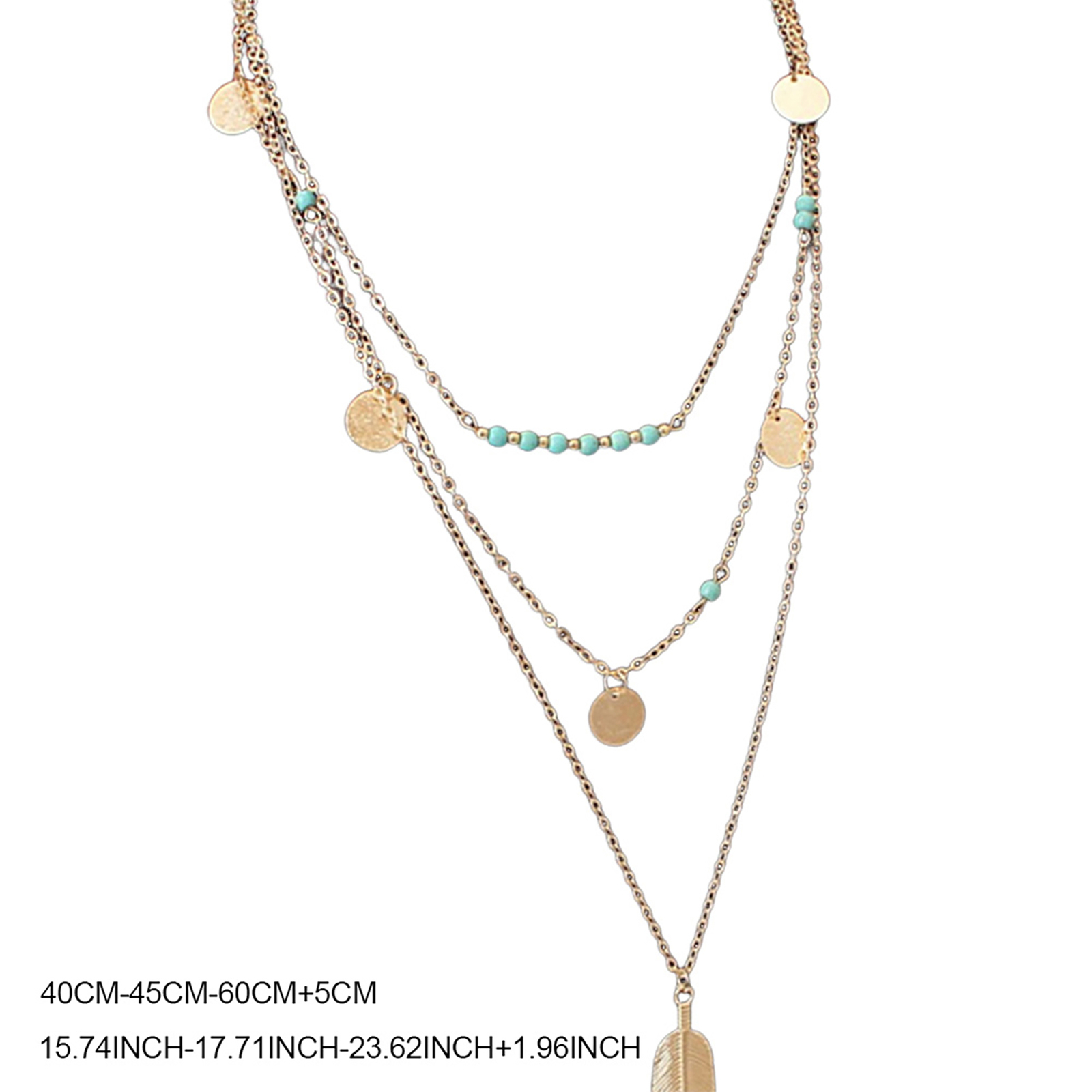 Gold Color Chain Necklace Womens Ladies Feather Pendant Glossy Jewelry Necklace