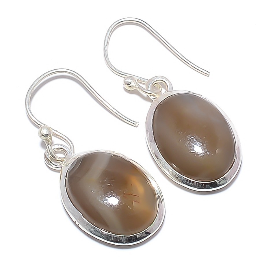 Botswana Lace Agate 925 Silver Plated Jewelry Earring 1.3″ E523-114