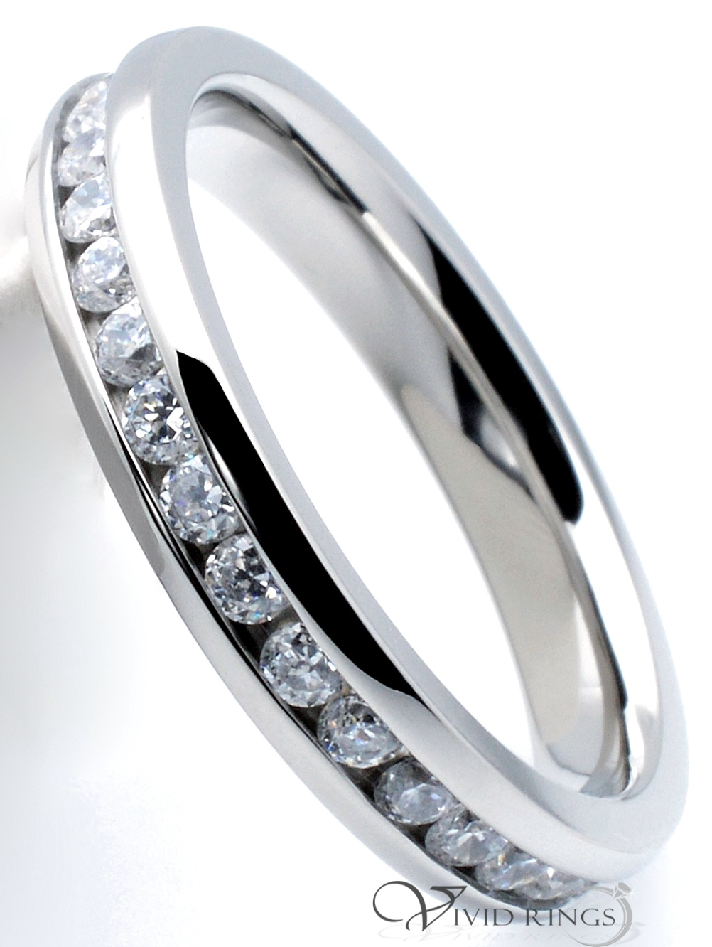 Women Stainless steel Eternity Ring CZ Band 3.5mm Size 4 to 10.5
