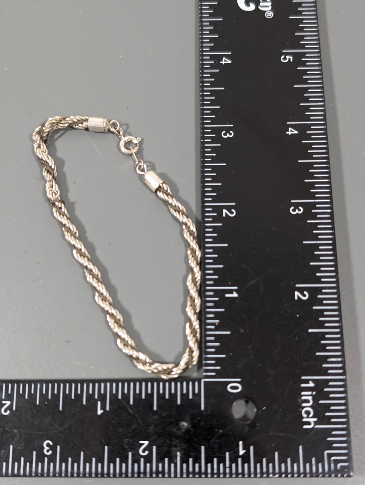 Vintage Silver Tone Rope Chain Twist Bracelet Classic 7.5 inch