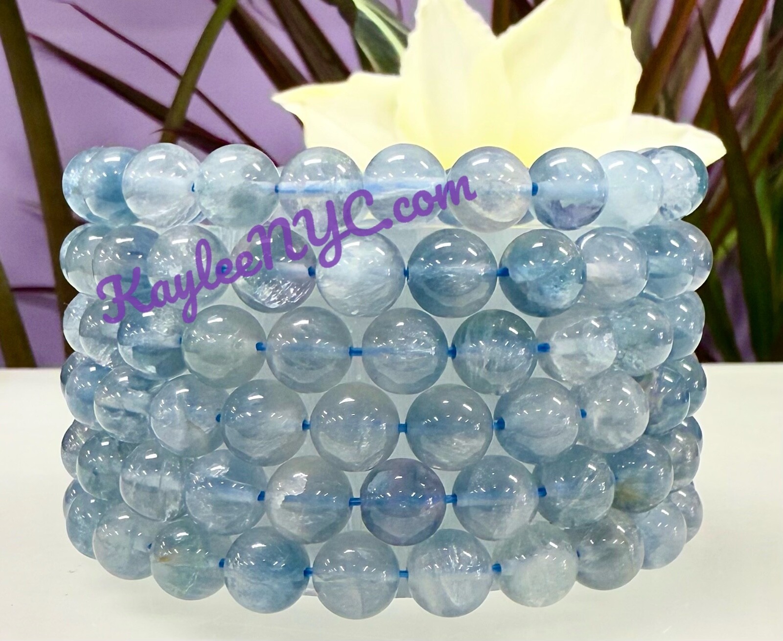 Wholesale 6 Pcs Natural Blue Fluorite 8mm 7.5” Crystal Healing Stretch Bracelet