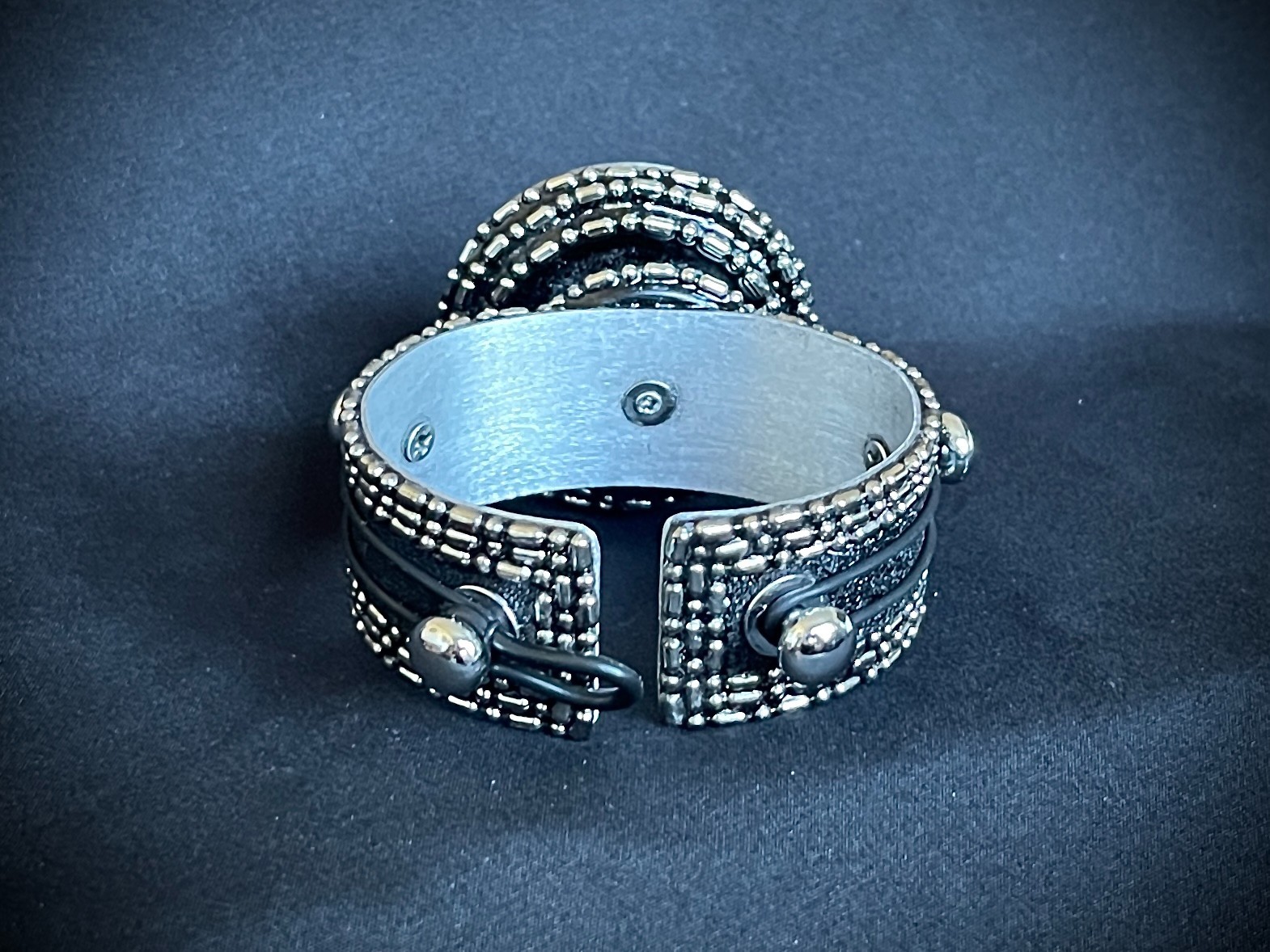SwitchCore Industrial Leather Cuff Astral Compass & Bone Circle OOAK