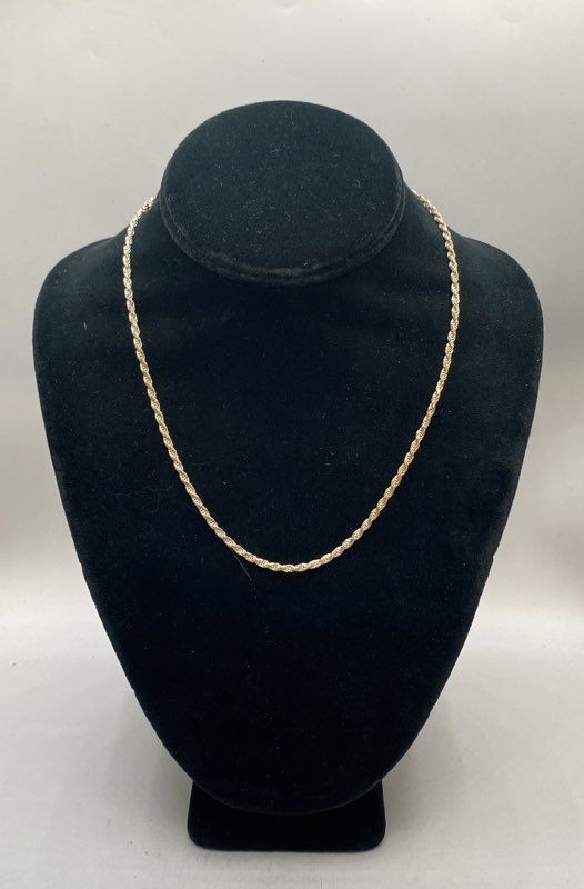Italy Sterling Silver 925 Gold Vermeil Rope Chain Necklace 2.7mm 18″ 11.8g