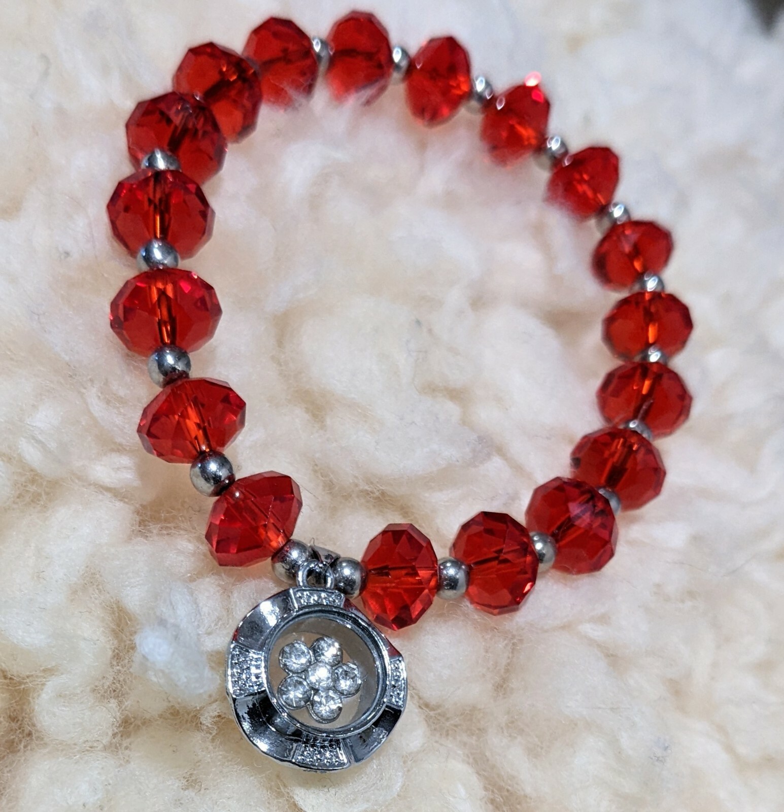 Birthstone Bracelet Ruby Red Bracelet for Women Beaded Stretch July
