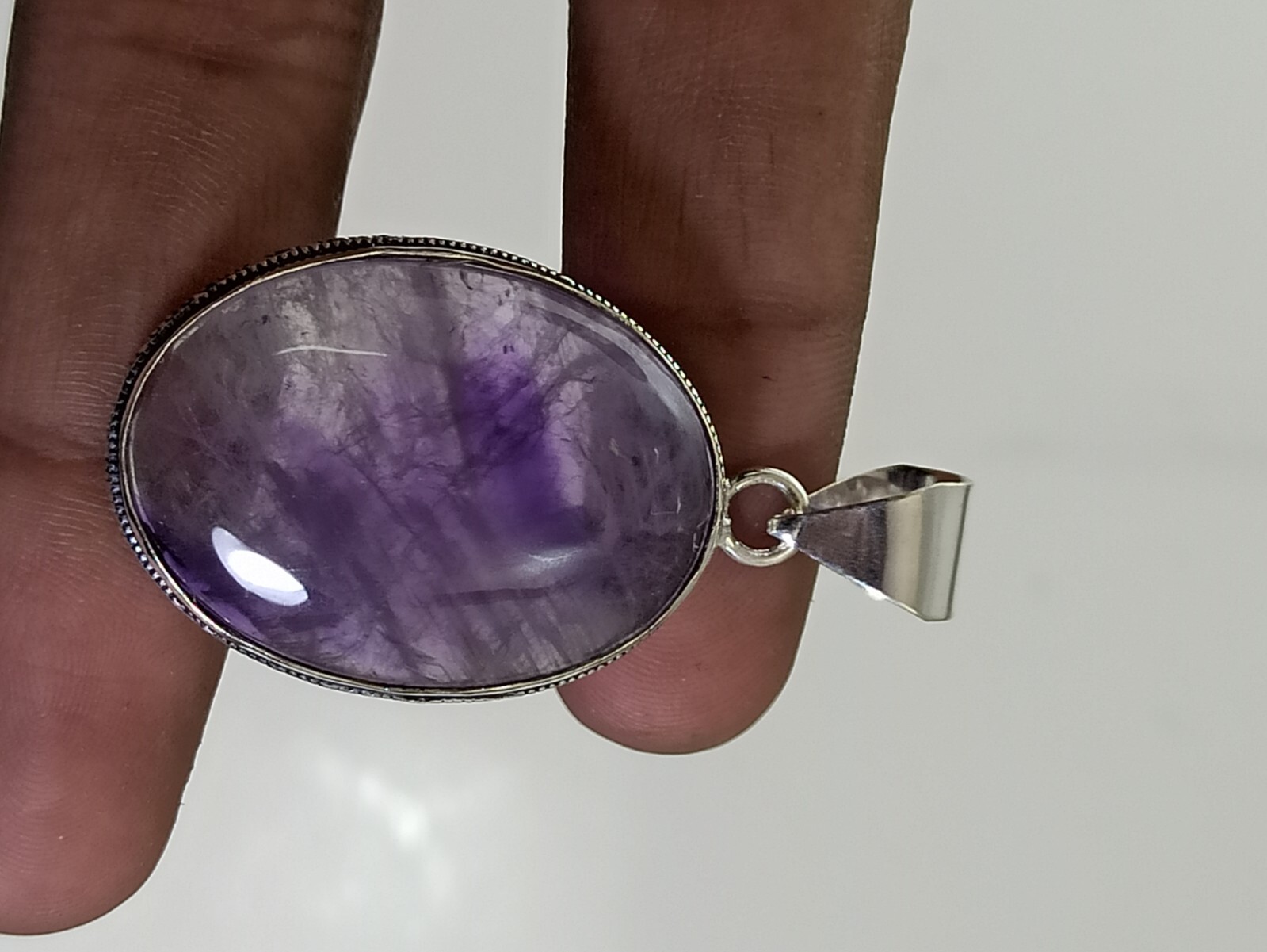Amethyst Oval Shape Gemstone Handmade Pendant Jewelry Pendant Size 1.5 Inches