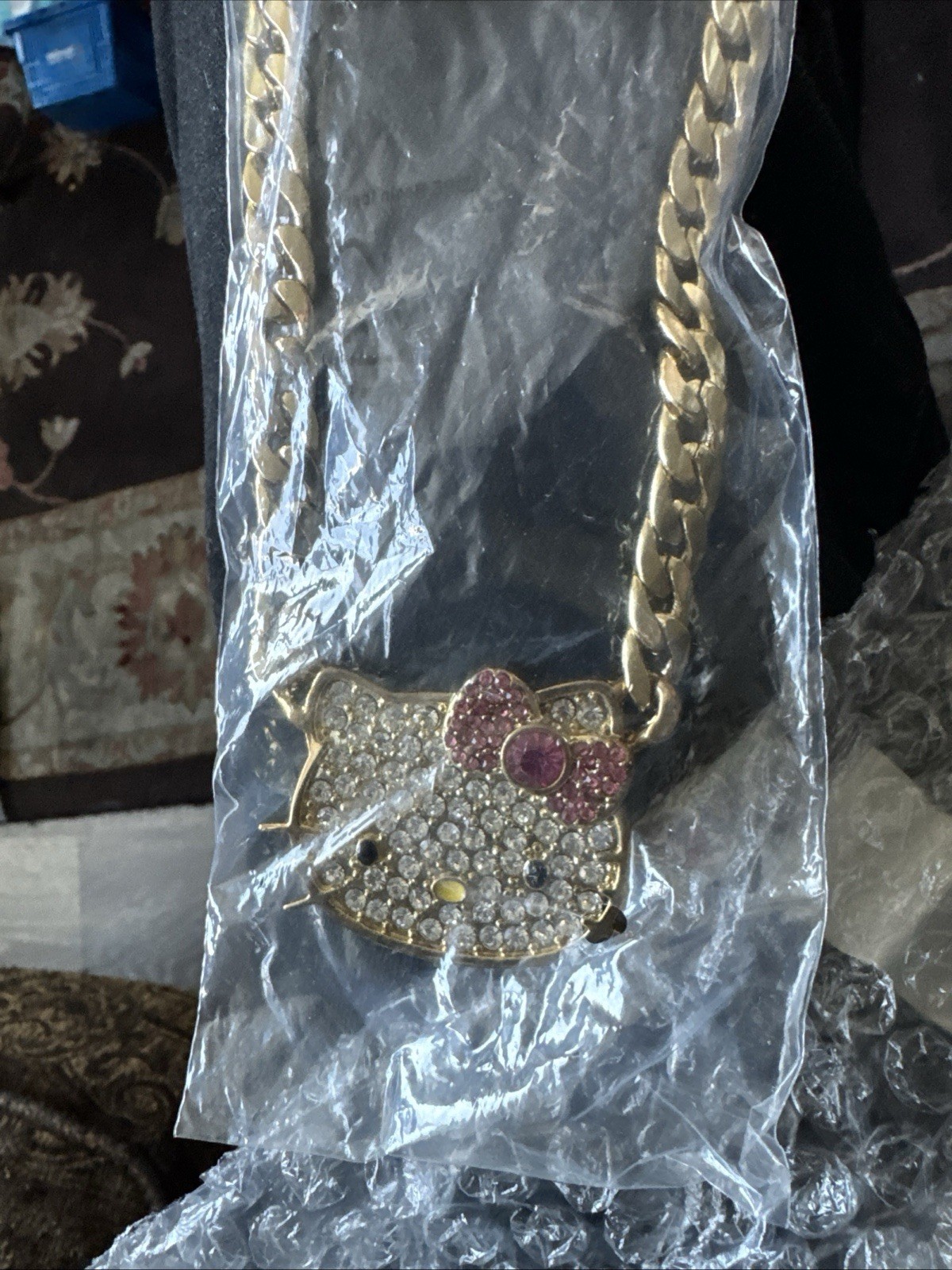 2013 hello kitty gold rhinestone chunky necklace