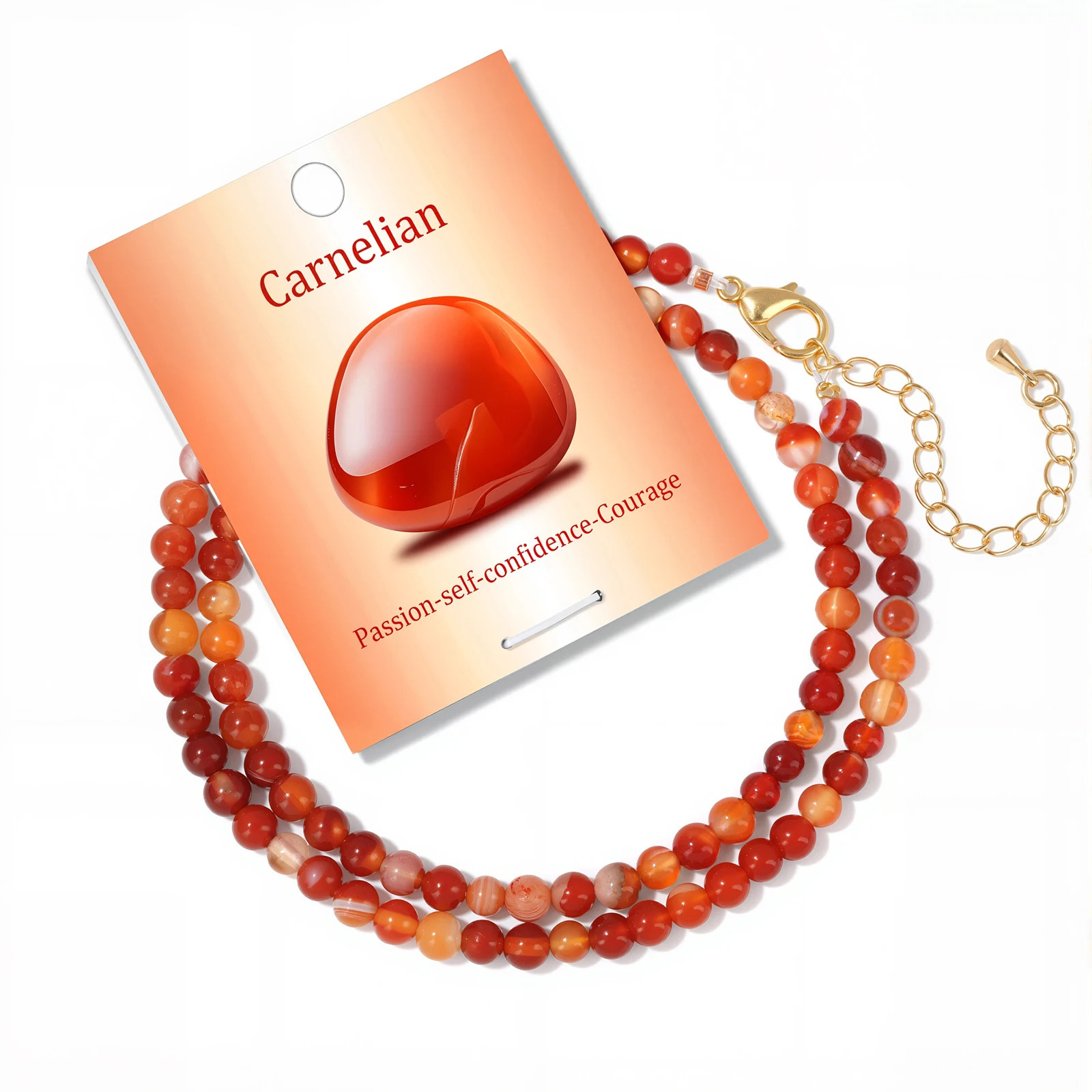 Bohemian Carnelian 4mm Round Beads Necklaces for Women Men Rose Quartzs Tiger Ey