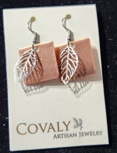 SS LEAF/SQUARE COPPER EARRINGS (SCE003)