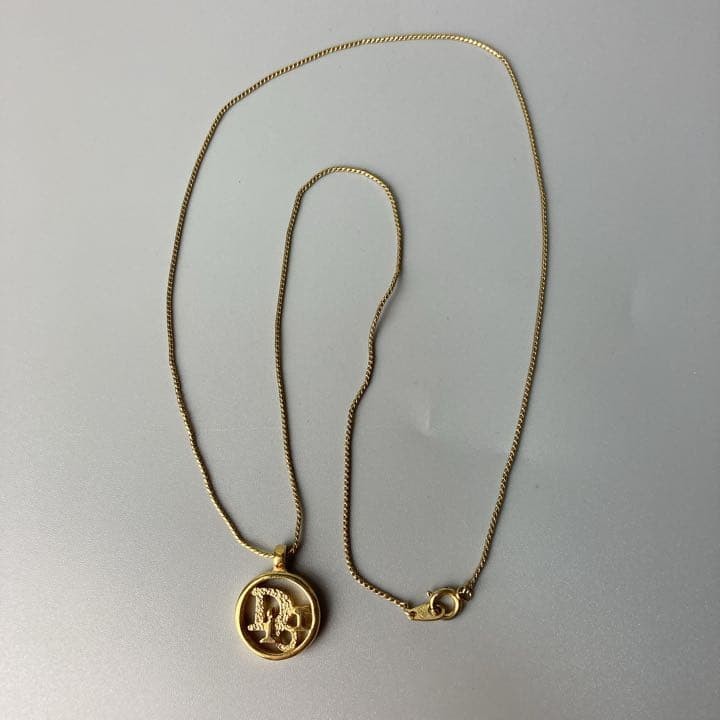 Christian Dior Logo Necklace Vintage 19.7in Chain, Gold-tone