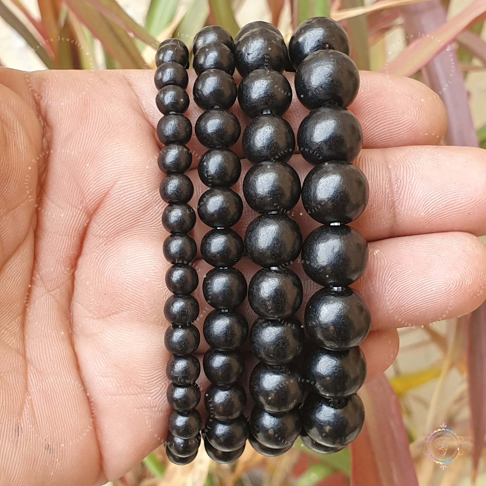 Polished Ebony Wood Bracelet, Karungali Bracelet, Handmade Bracelet, Yoga Gifts
