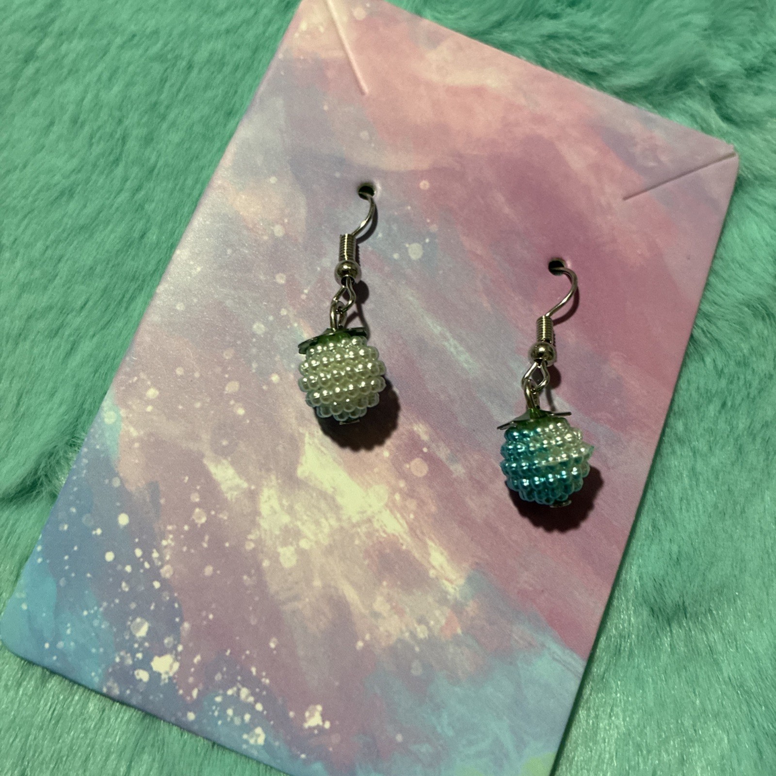 Stylish White, Blue & Green Colored Earrings. Unique, Party, Cute, Casual