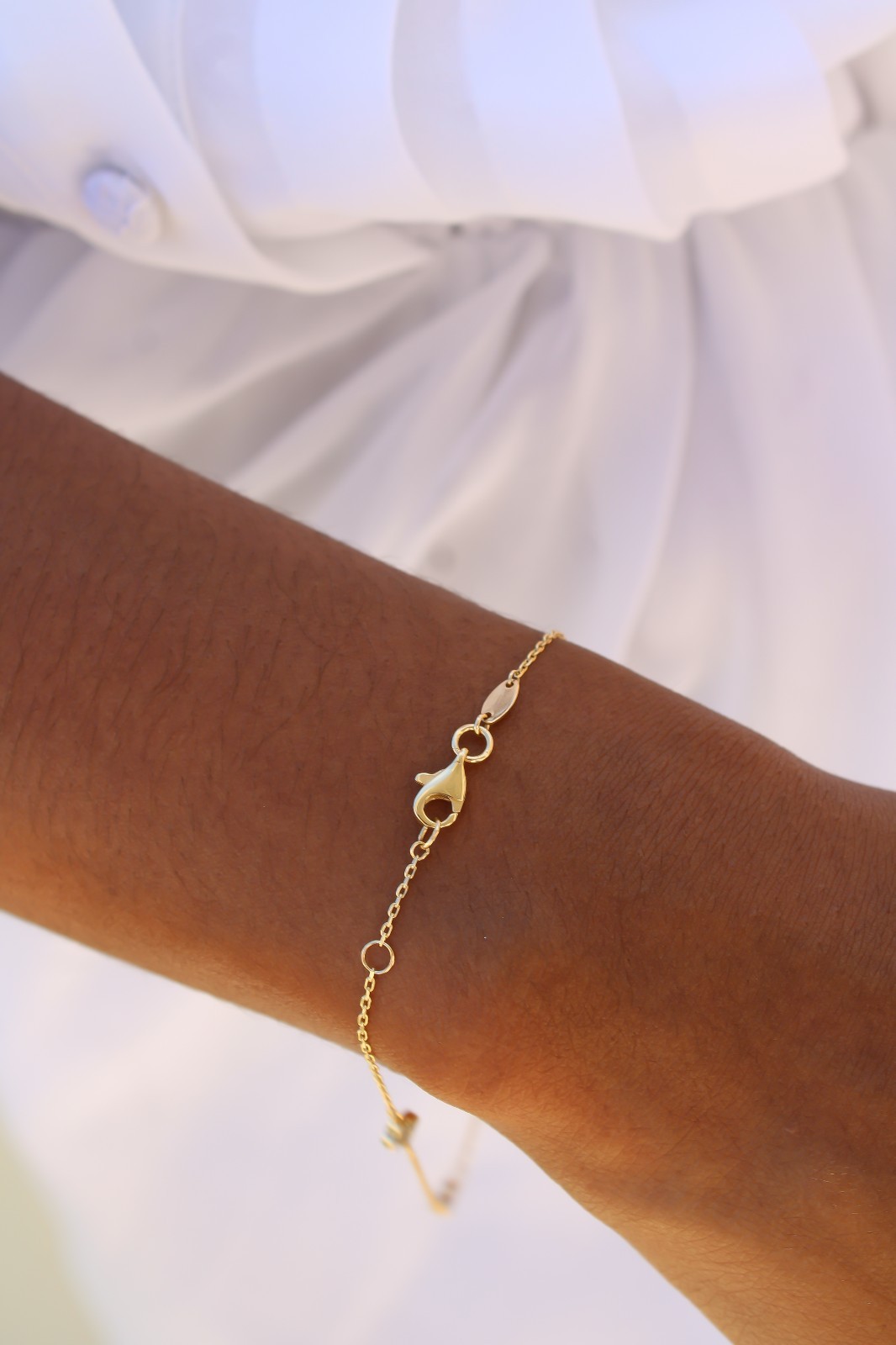 14k Solid Gold Mini Dainty Clover Bracelet, Flower, Adjustable from 7″ to 7.5″