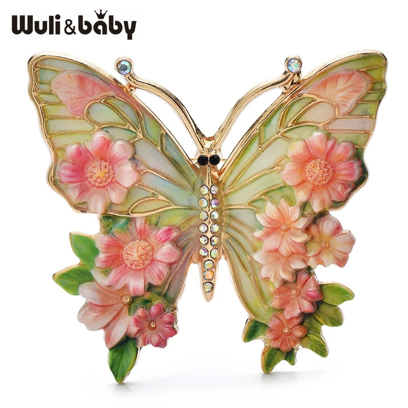 Beautiful Vintage Big Flower Butterfly Insect Brooch 5 Color Wuli&baby For Women