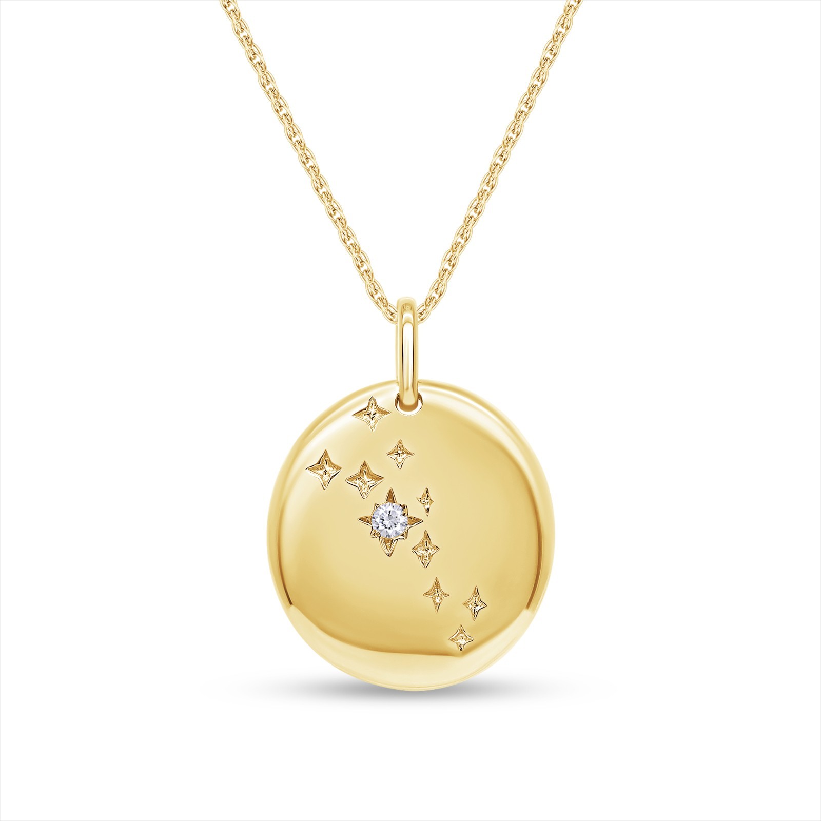 Constellation Horoscope Astrology Sign Taurus CZ Pendant 18″ Necklace Silver
