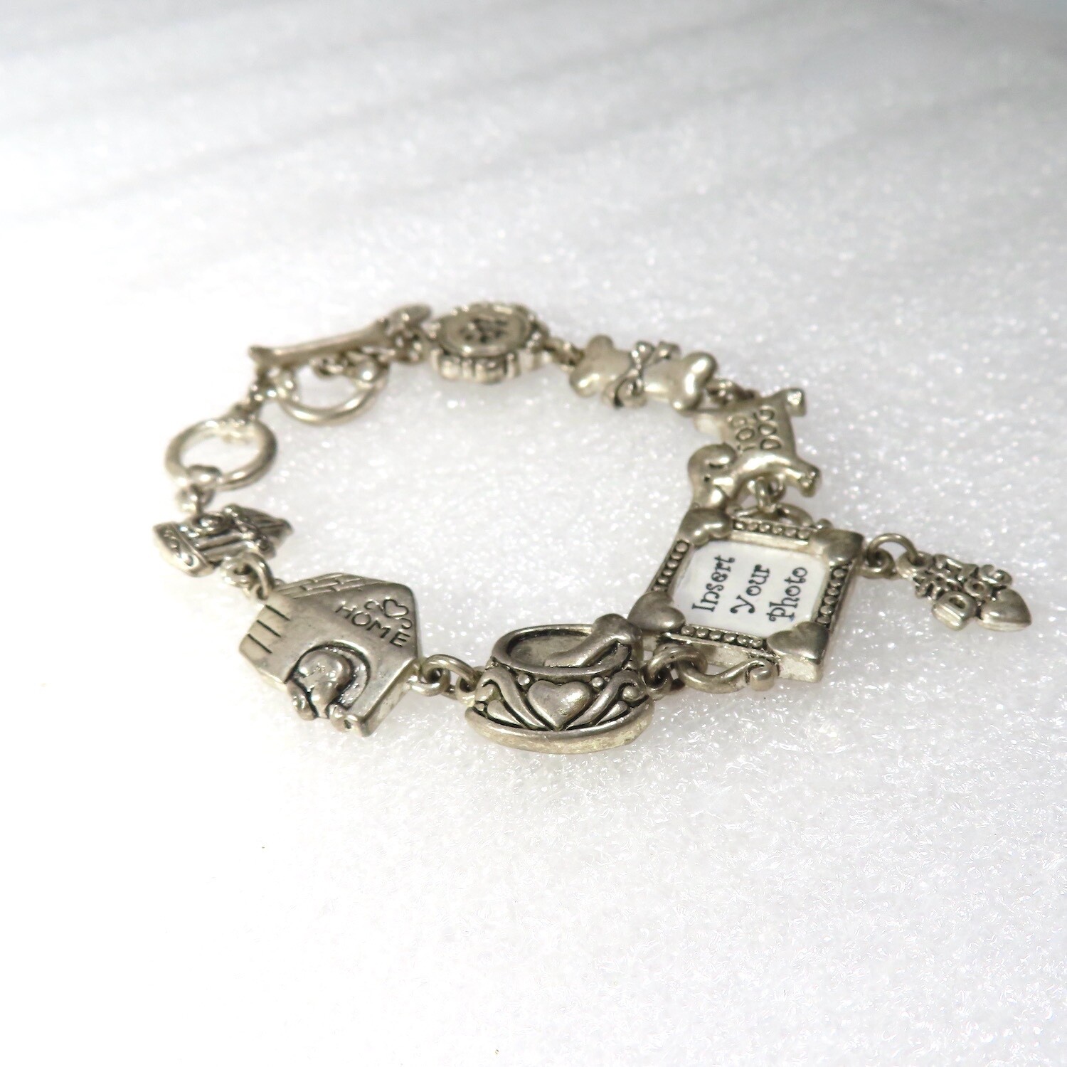 Cookie Lee Dog Photo Bracelet Charm Adjustable Toggle Clasp Silver Plate Dogcore