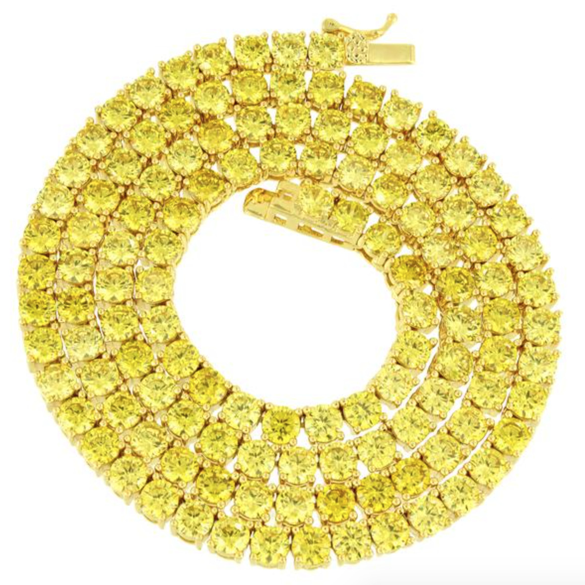 4mm Choker 1 Row Chain 16-24″ Tennis Necklace Clear/Yellow/Red/Blue/Pink CZ AAA