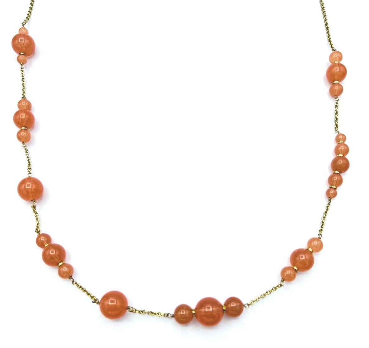 J Crew Gold Tone Pale Peach Bauble Station Necklace