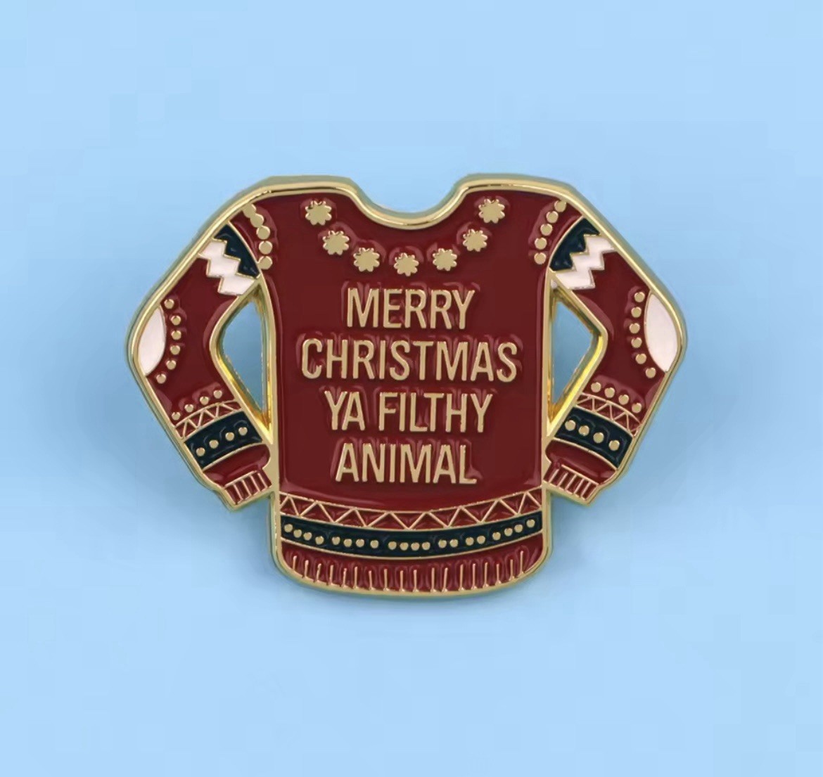 Movie Christmas Sweater Style 1pc Filthy Animals Pin Rubber Back FREE SHIPPING